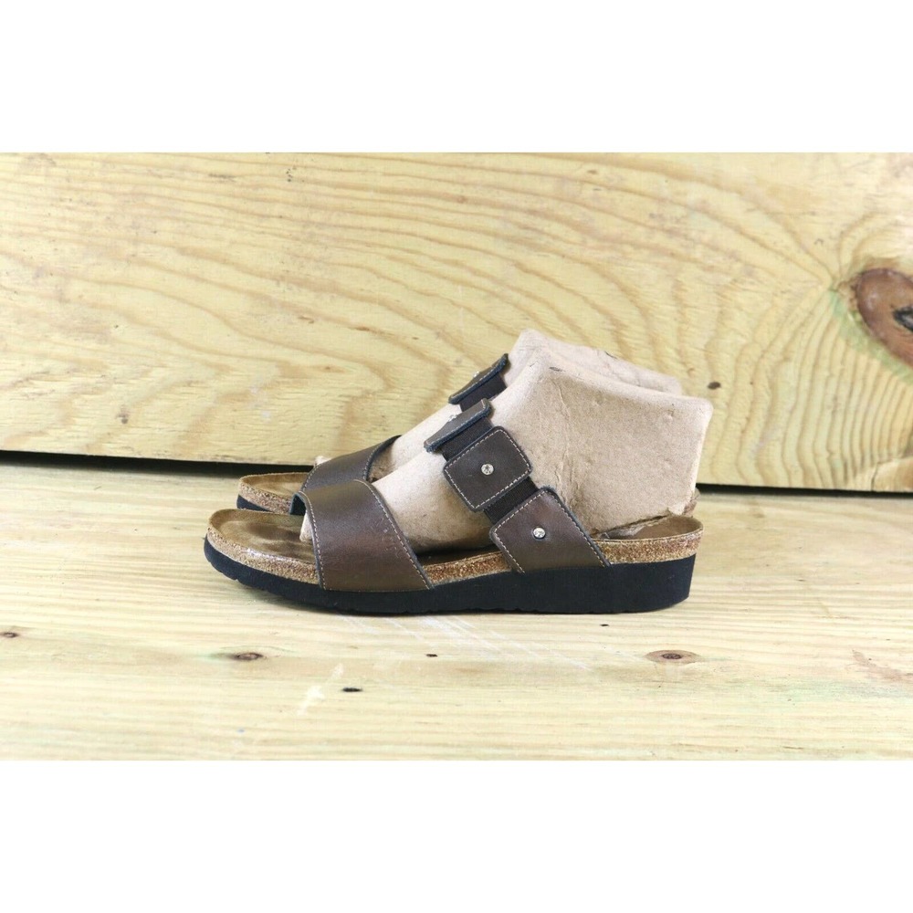 Naot Ashley Womens 10 Leather Rhinestone Metallic Brown Sandals EU 41 Flats
